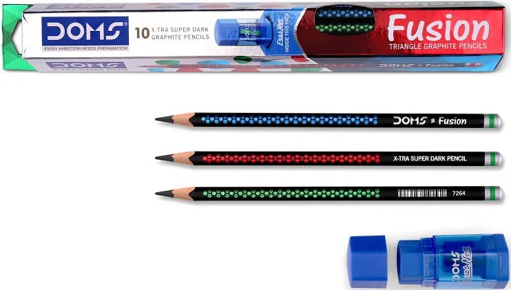 DOMS Fusion X-Tra Super Dark Triangle Pencils Pack of 5 Boxes