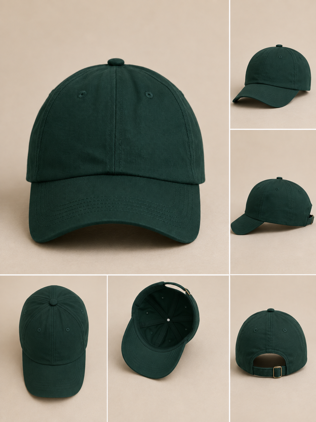 Classic Forest Green Cotton Baseball Cap