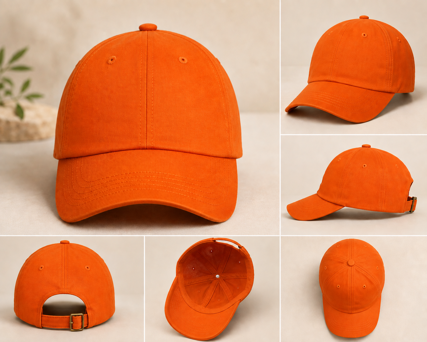 Classic Vibrant Orange Cotton Baseball Cap