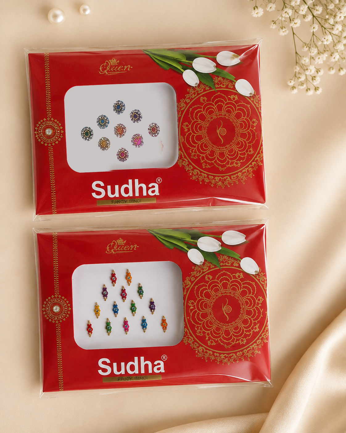 Sudha Queen Fancy Stonework & Teardrop Bindi Pack Set