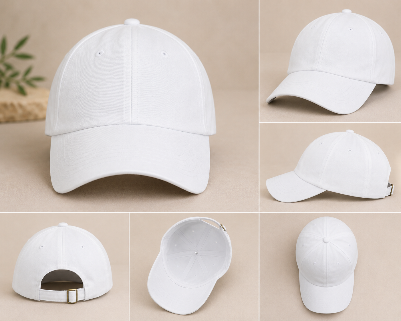 Classic Pure White Cotton Baseball Cap