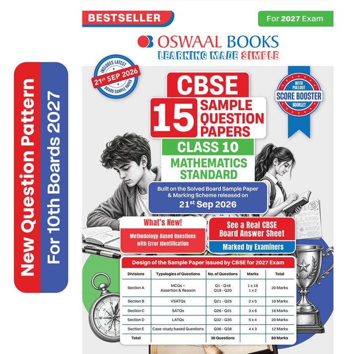 Oswaal Books 15 Sample Paper Maths Standard CBSE Class 10 2026-27 Edition